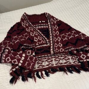 Moth Maroon Patterned Knit Sweater